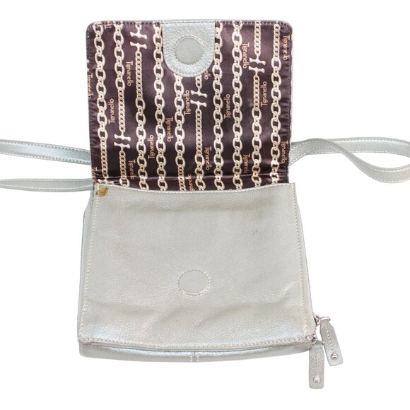 Tignanello Metallic Pebble Leather Snap Zippered Pockets Crossbody Purse Bag - Picture 6 of 11